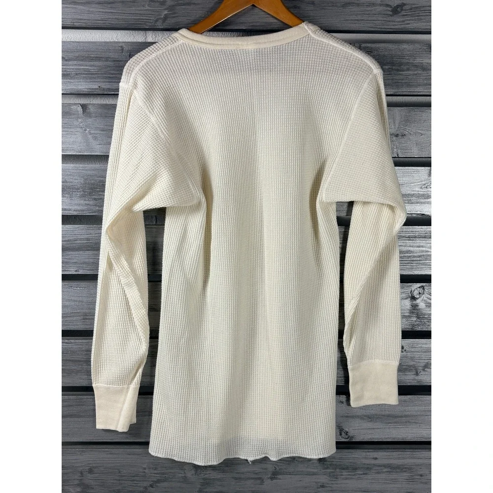 Vintage 90s JE Morgan Long Johns Shirt Mens L/M Cream Waffle Thermal USA NICE
